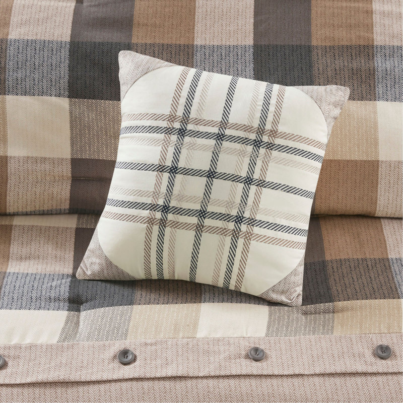 7 Piece Herringbone Comforter Set Neutral