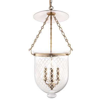 Hampton 3 - Light Single Pendant, Aged Brass, Diamond