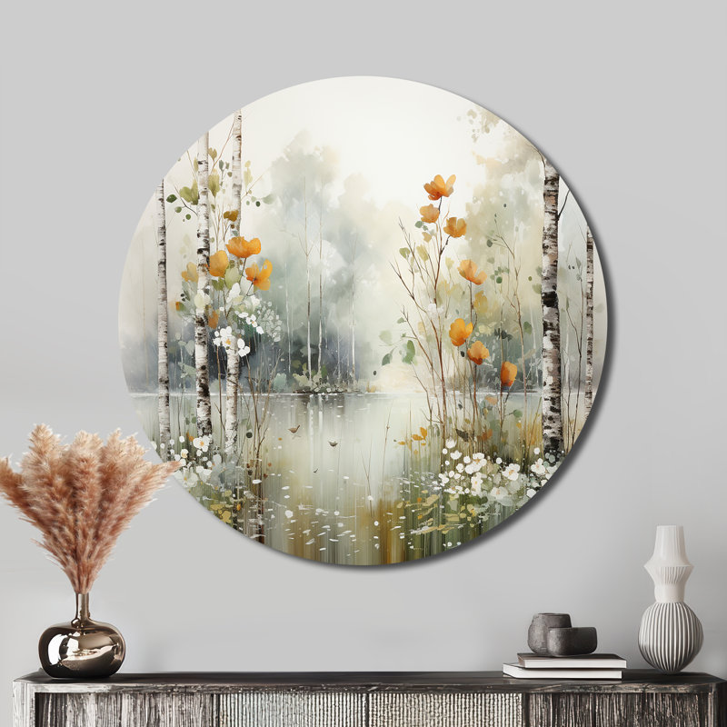 Gyselle - Paysages d'art rond en métal, H 16 po x l 16 po