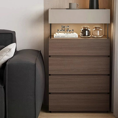 Modern Nut-Brown Manufactured Wood Accent Cabinet