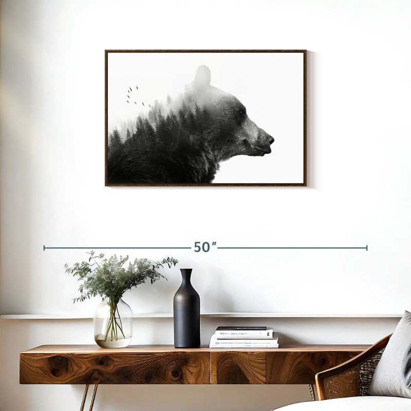 Nature gros ours I, Cadre flottant noyer, 31 po x 21 po