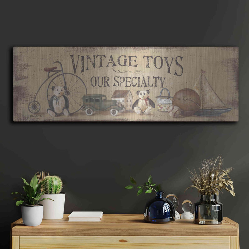 "Jouets antiques" par Pam Britton, H 12 po x l 36 po