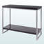 Console Solstice à tablettes ouvertes bicolore grise et brune, H 30,17 po x l 39,71 po x P 15,82 po