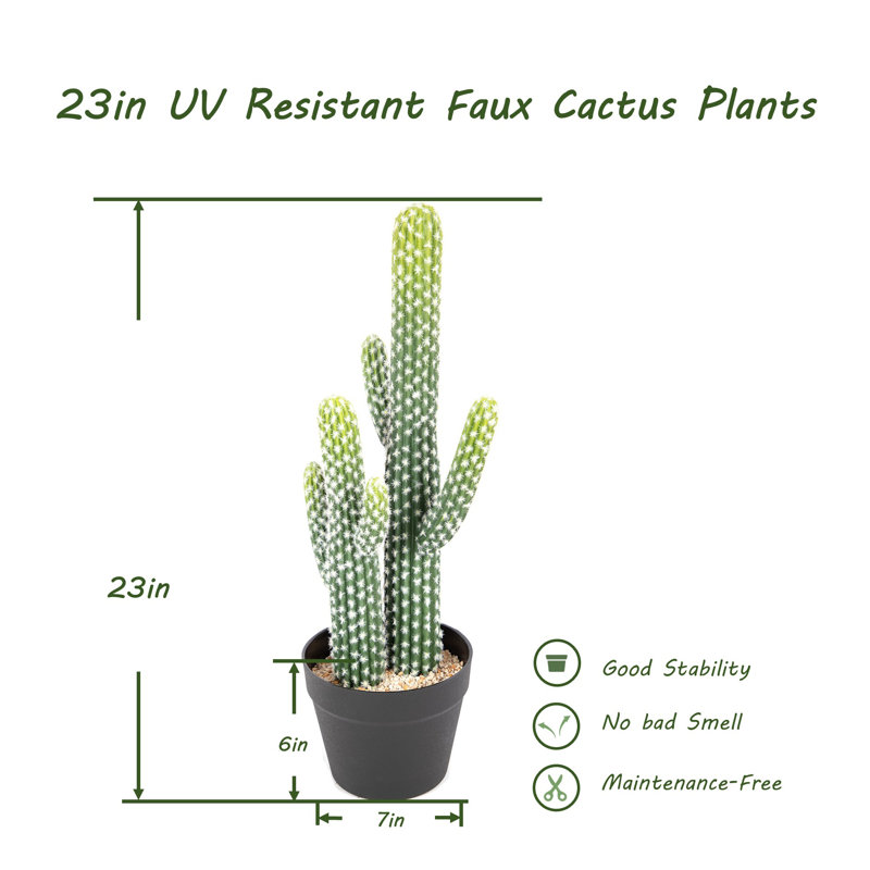 Cactus artificiel 23 po, verdure intérieure / extérieure, plante grasse artificielle pour la décoration intérieure, 2