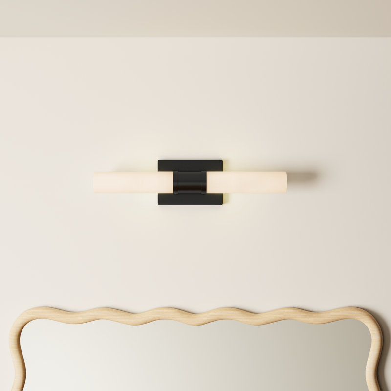 Midnight Black Steel Dimmable Vanity Light with Glass Shade
