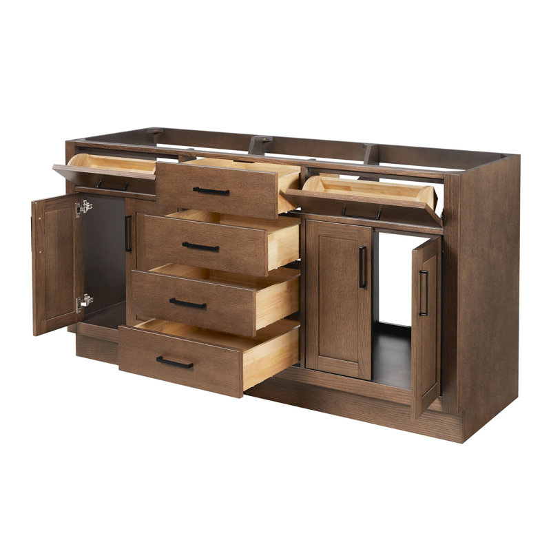 Base de meuble-lavabo double 66 po Osoria, Chêne brun