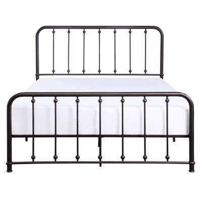 King Platform Bed With Dark Bronze Metal Accents For Bedroom In Frame