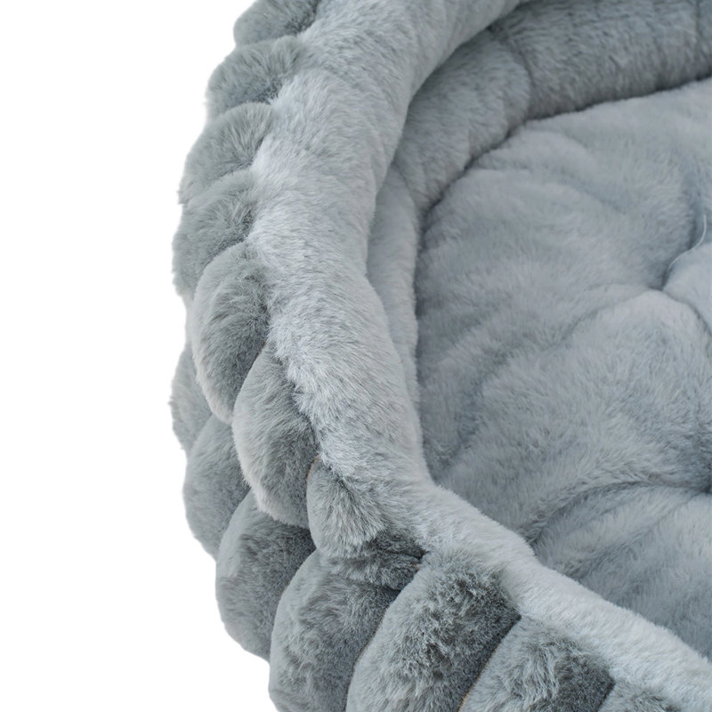 Faux Fur Pet Bed, Dark Grey, Medium (16cm H x 60cm W x 60cm D)