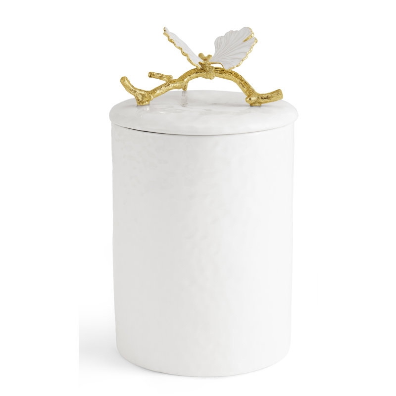 Butterfly Ginkgo Gold Porcelain Canister, 35 oz