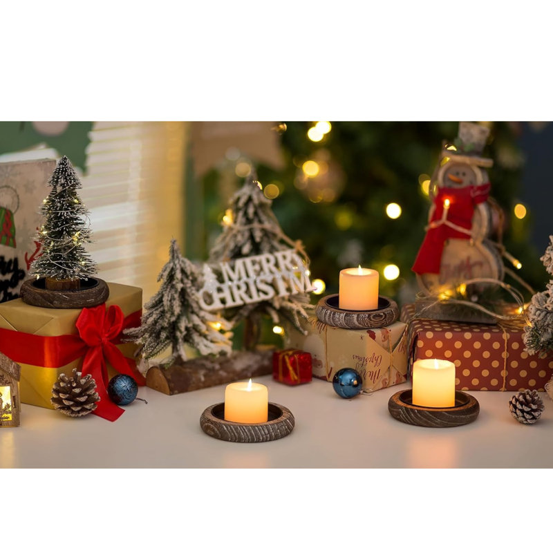 Farmhouse Wooden Candle Holder Set Of 2