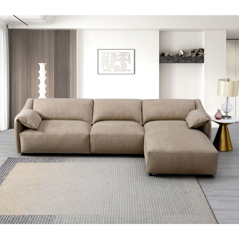 Light Brown Suede Sectional Sofa