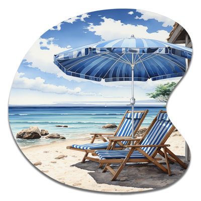 Beach Sandy Escape Pointillism I - Coastal Beach Drop Shape Metal Wall Sculpture