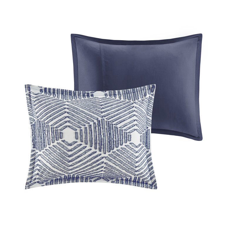 Navy Full Cotton Jacquard Reversible Bedspread Set