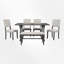 Ensemble de salle à manger 6 pièces, avec banc, chaises rembourrées capitonnées, table avec pieds tournés, style campagnard rétro, salle à manger, siège jusqu'à 6 personnes-388385305