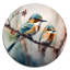 Oiseaux bleus sur une branche I - Art mural rond en métal à motif floral-88627527