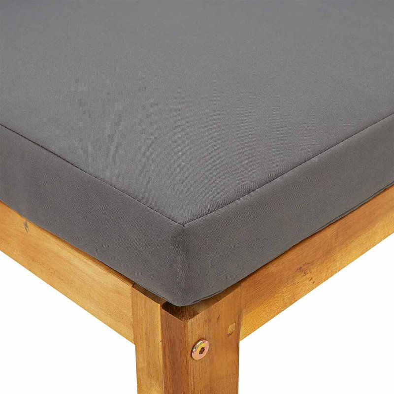 Repose-pieds avec coussin en bois d'acacia massif, Gris foncé