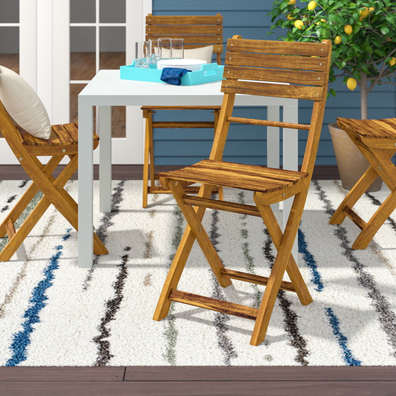 Remillard Acacia Outdoor Dining Side Chairs, Natural Stained