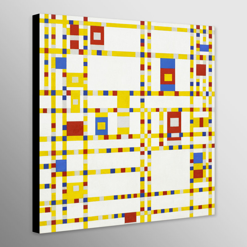 Broadway Boogie Woogie by Piet Mondrian - Print on Canvas, 30cm H x 30cm W x 4cm D