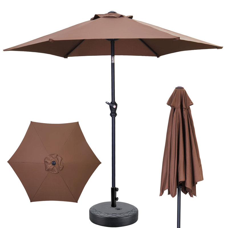 Parasol de patio 7,5 pi avec base, Tanné