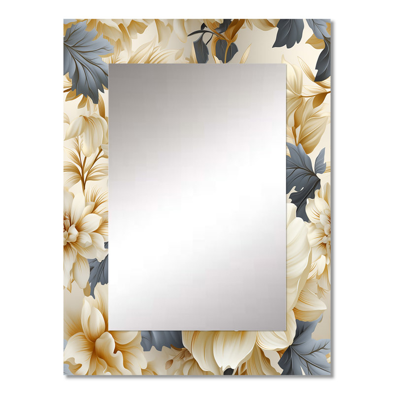 Littlefield Neo Victorian Fusion Victorian Pattern - Floral Decorative Wall Mirror, Cottage Large Mirror, Printed Metal Art