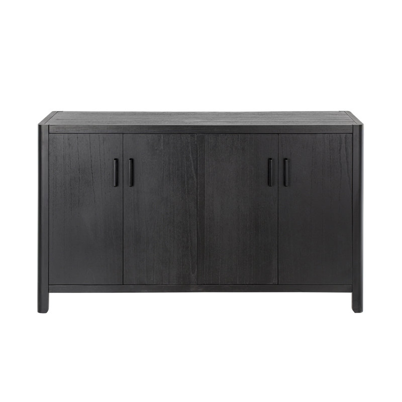 Armoire 4 portes avec finition naturelle Mirod, Noir