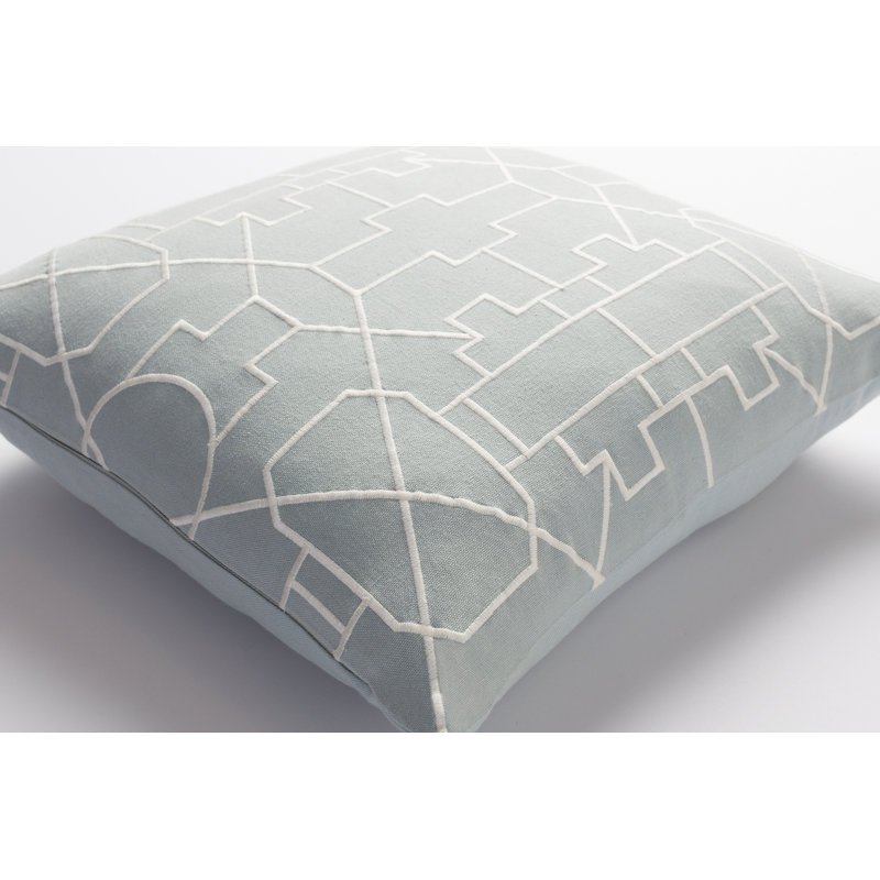 Housse de coussin en coton Uni, Turquoise cendré / Blanc