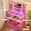 Bureau de coiffeuse avec lumières Melanni, bureau transparent, prise de courant-625122911