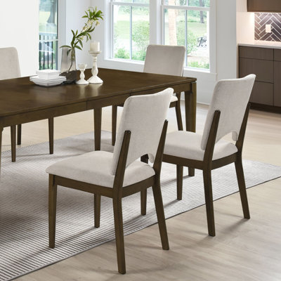 Ensemble de table de salle à manger extensible 7 pièces Contemporary et 6 chaises rembourrées beige clair