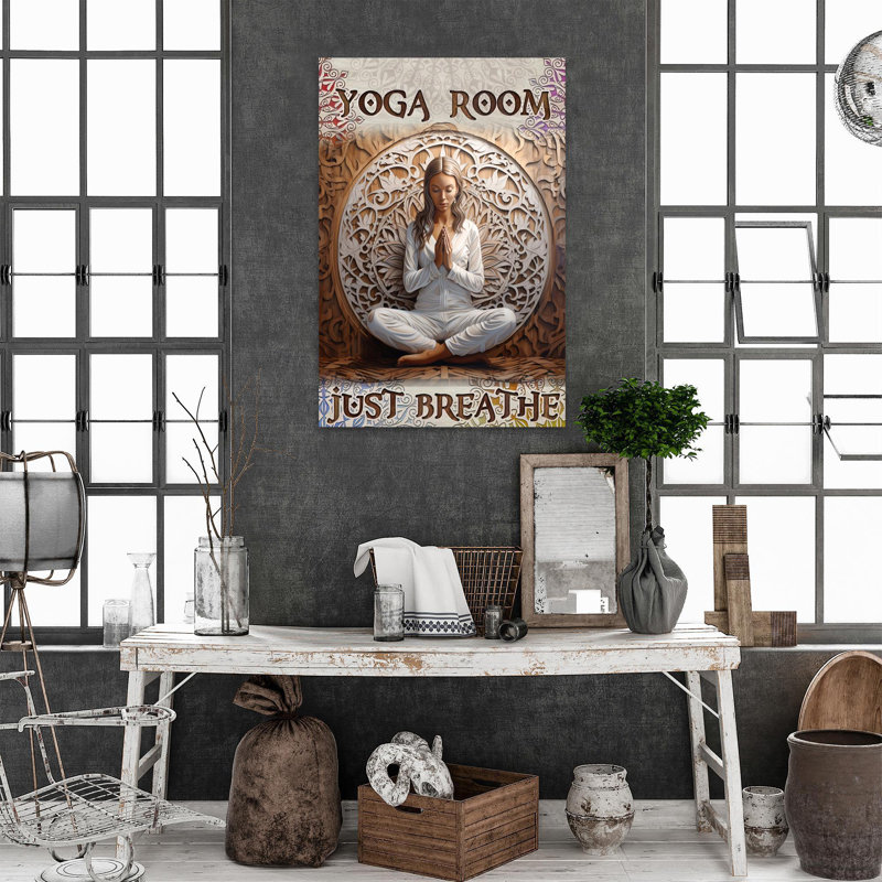 «Yoga Room Just Breathe», impression sur toile rectangulaire de 1 pièce, H 20 po x l 16 po x P 1,25 po
