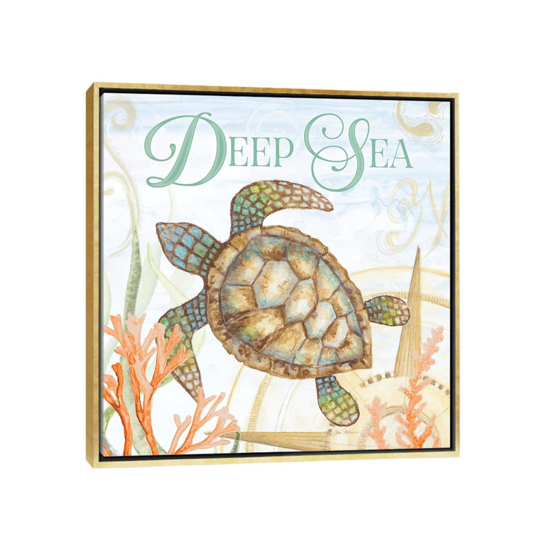 «Deep Sea» par Janice Gaynor - reproduction imprimée, H 18 po x l 18 po x 1,5 po, Non mat, Toile avec cadre or