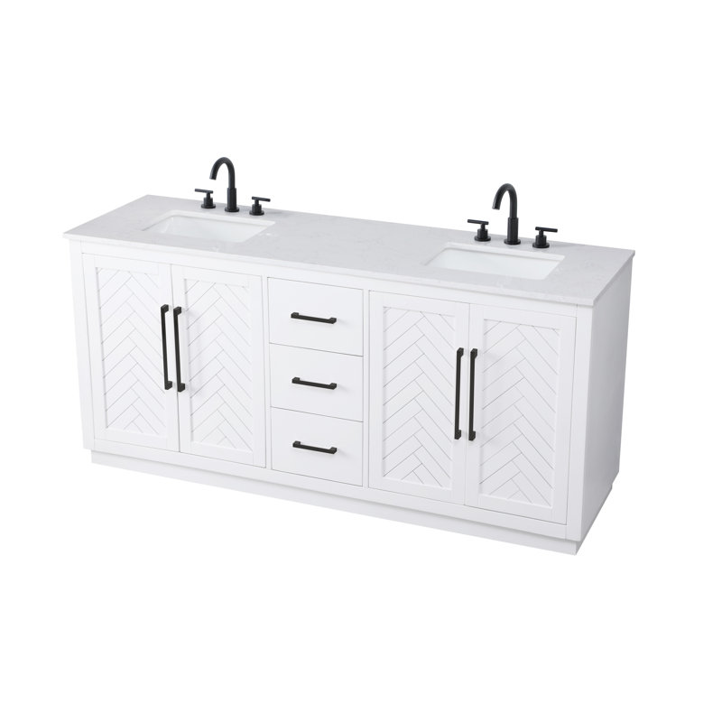 Meuble-lavabo double 72 po, Blanc, 72"