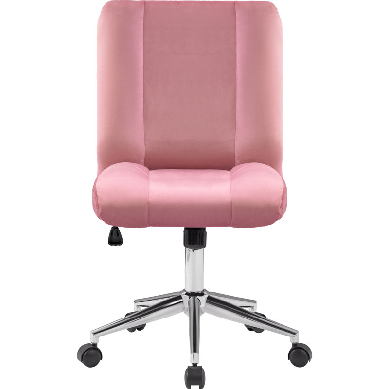 Ebern Designs Karola Velvet Office Chair, Pink