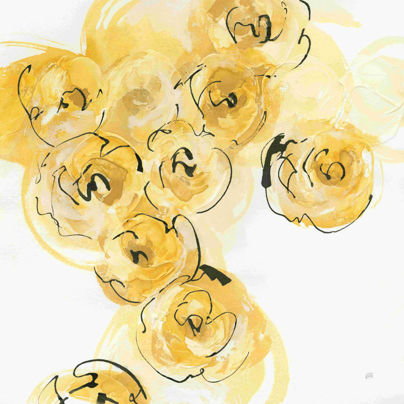 " Yellow Roses Anew I " Painting Print, 12" H x 12" W