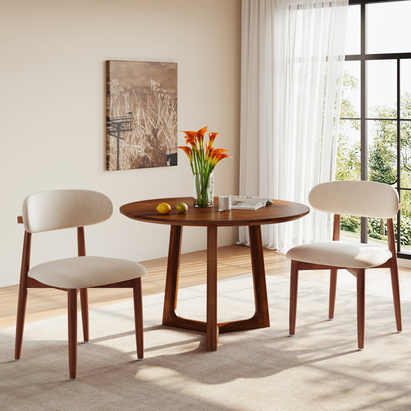 Upholstered Dining Chairs with Solid Wood Frame, Modern Kitchen Chairs,Soft Plush Velour Upholstery,Beige(Set Of 2), 2