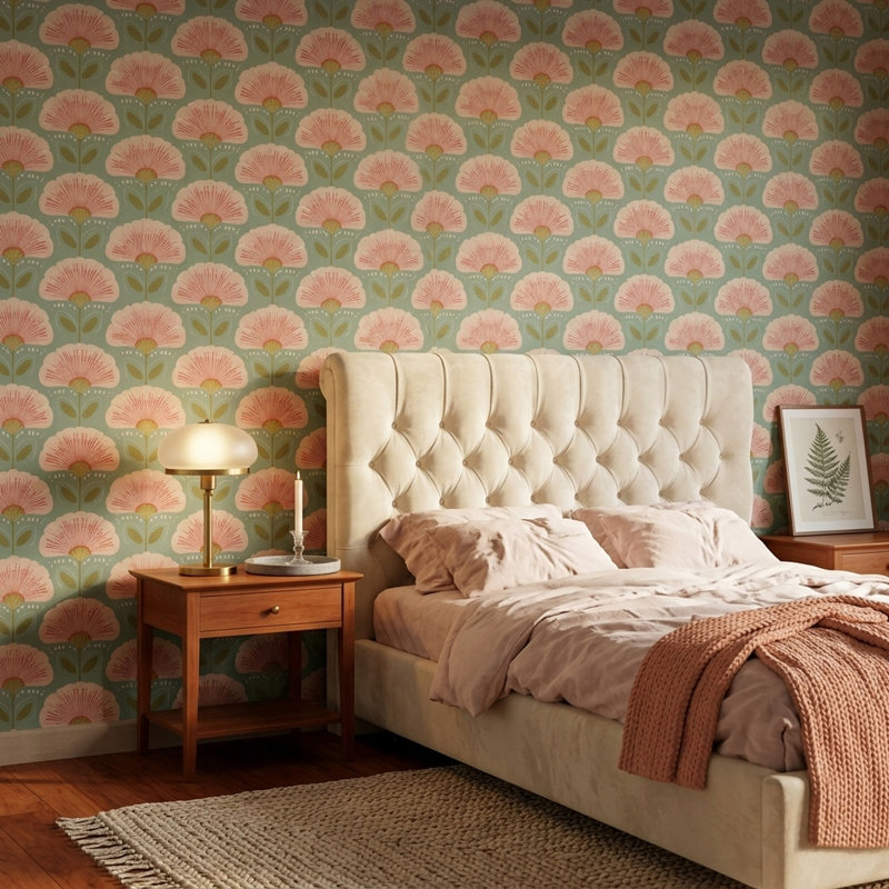 Papier peint rétro Mid Mid Modern, Peel and Stick
