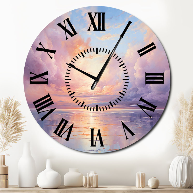 Horloge murale Sunset Cotton Candy Skies II - Paysages, Surdimensionné