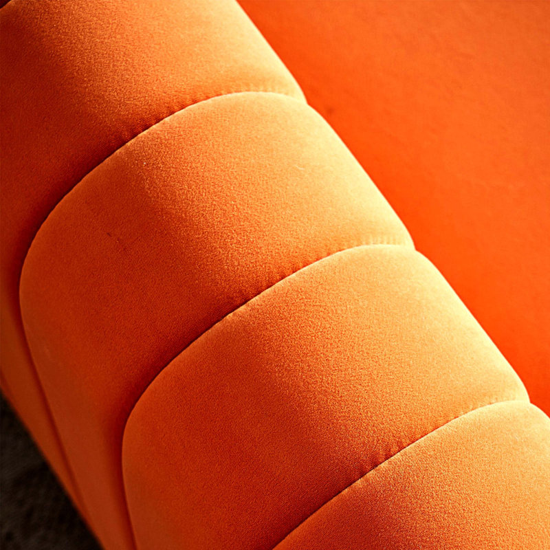 Keeshaun 84.25'' Round Arms Sofa, Orange Velvet