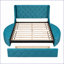 Grand lit plateforme tapissier en velours avec tiroir de rangement Tabourets, tête de lit à oreilles, bleu pour la chambre principale-656648467