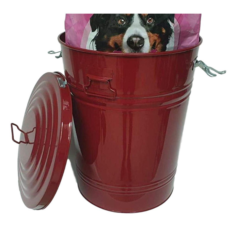 Steel Outdoor Trash/Recycling Bins, Red, 22" H x 15" W x 15" D
