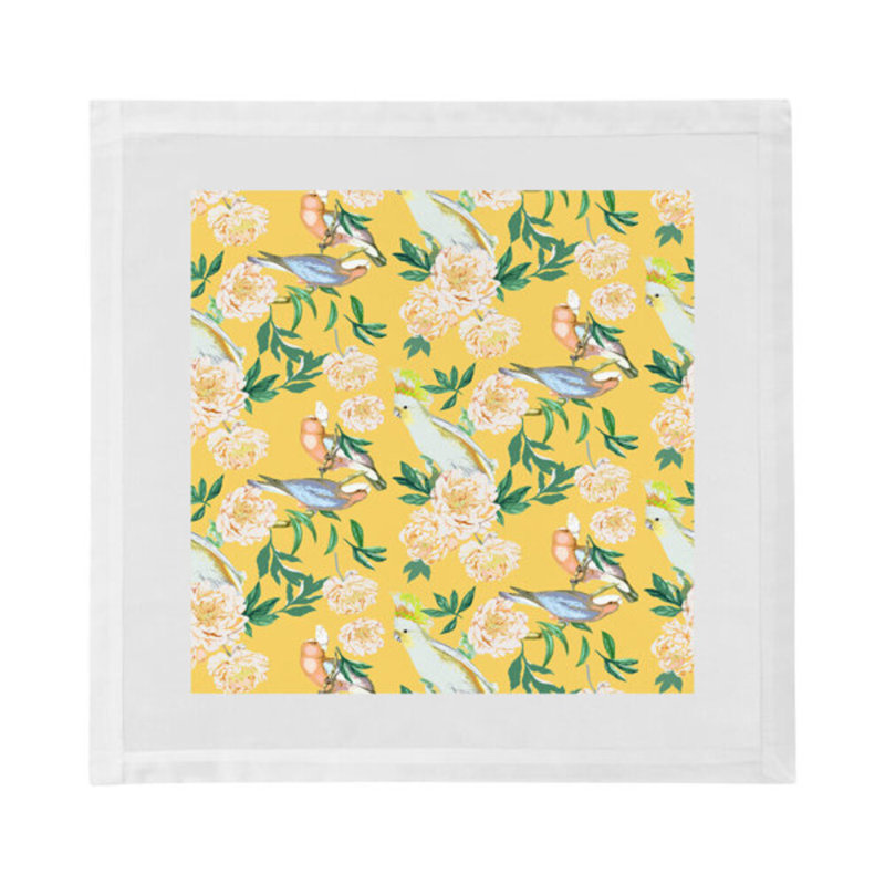 Peony Inspira Hemstitch 22" Linen/Cotton Napkin, Goldenrod