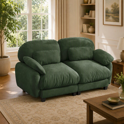 Canapé 2 places effet nuage, canapé modulable en tissu chenille doux avec assise profonde, combinaison libre pour un confort optimal dans un salon, appartement ou studio, vert