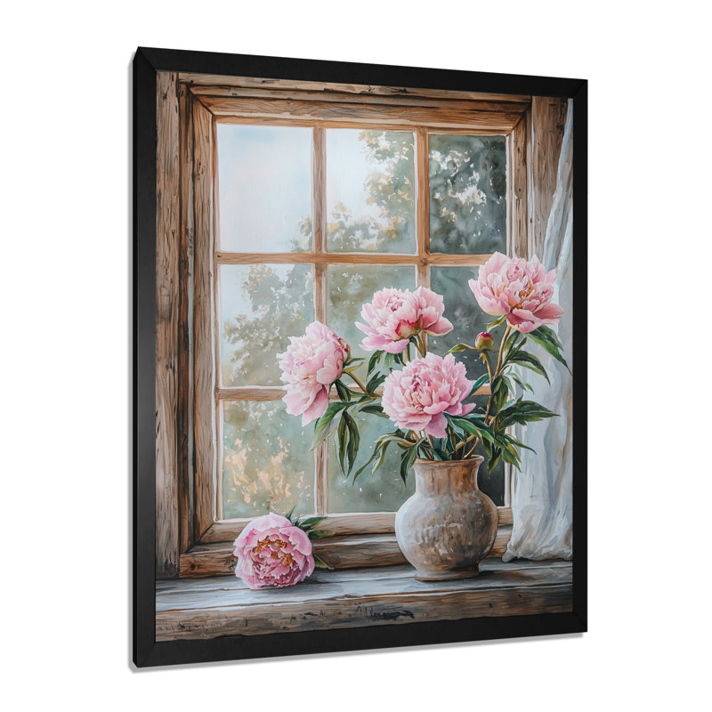 Cermenho - Floral Canvas Art Print, H 44 po x l 34 po, Avec cadre, Noir