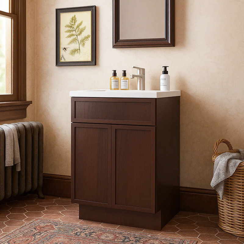 24'' Single Bathroom Vanity Base Only, Brown