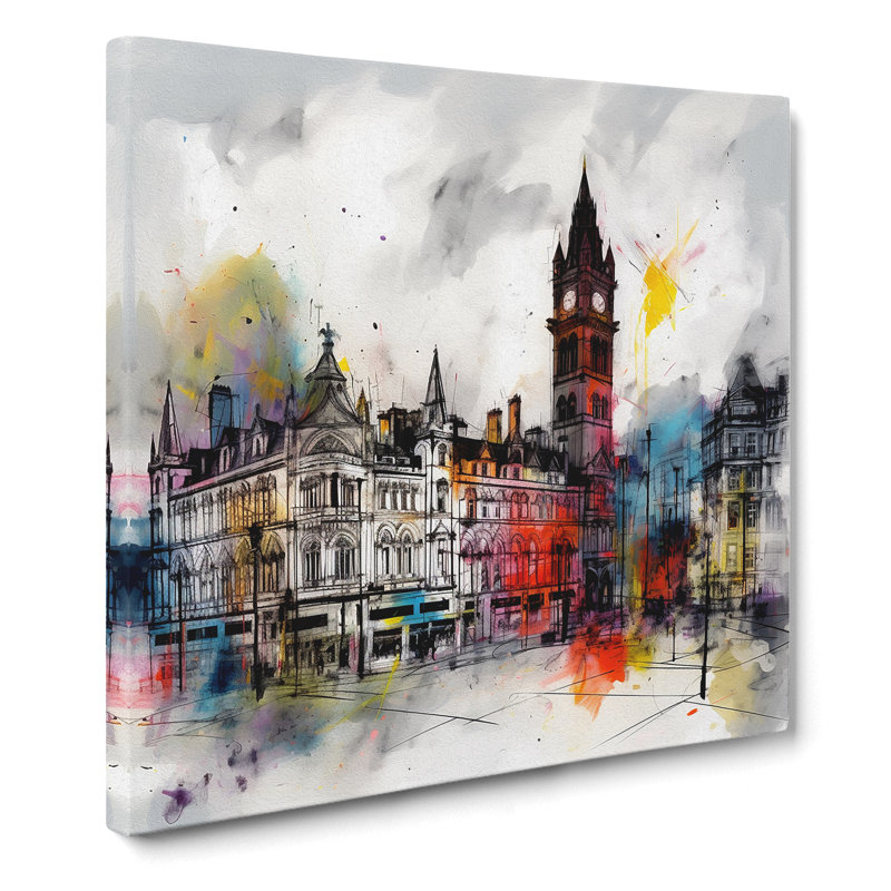 City Of Manchester Gestural Art No.1 - No Frame Print, 50cm H x 50cm W x 3cm D