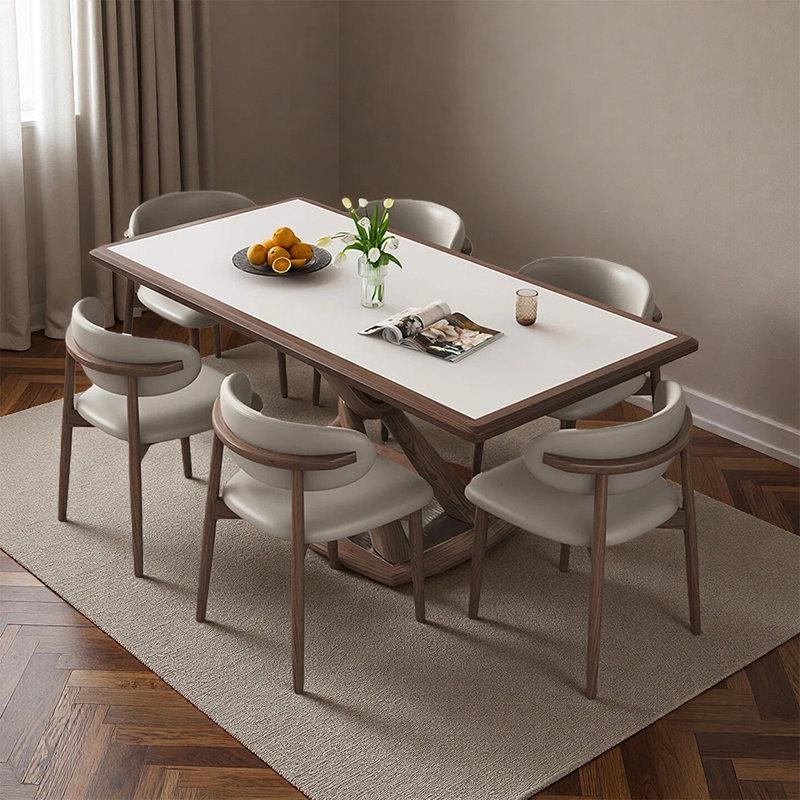 Ensembles de table de salle à manger simples et créatifs, 7 pièces : table, 6 chaises, H 29,52 po x L 78,74 po x l 35,43 po