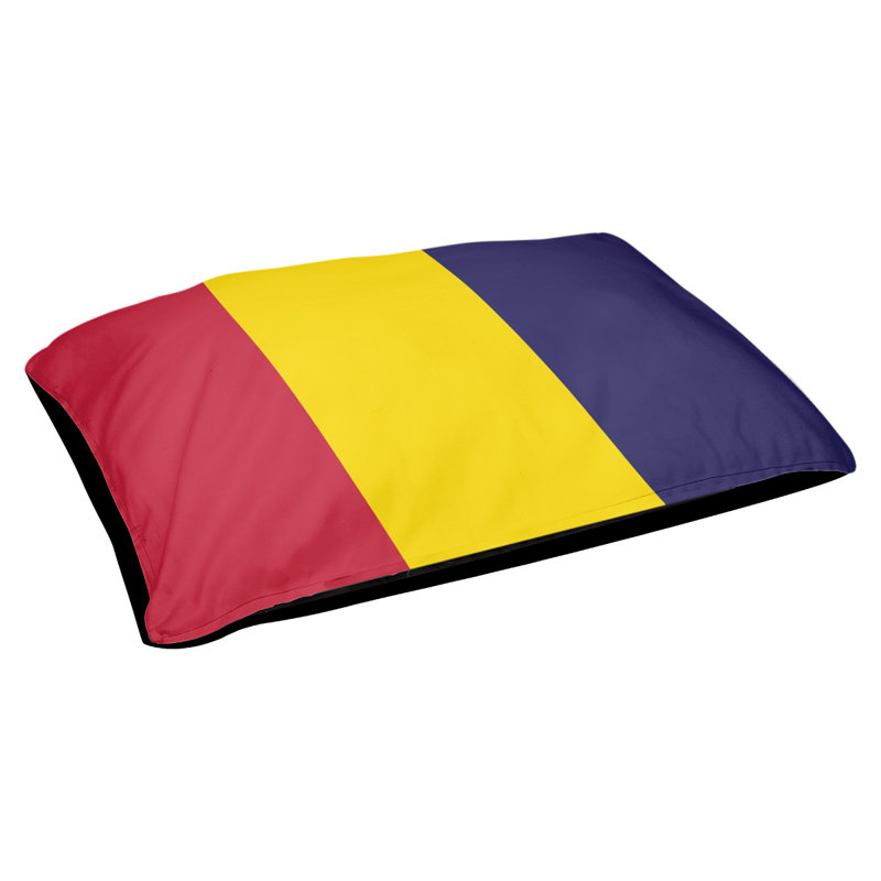 Coussin Atlanta, Large ( 40" W x 30" D x 14" H), Red/Yellow/Midnight Navy Blue