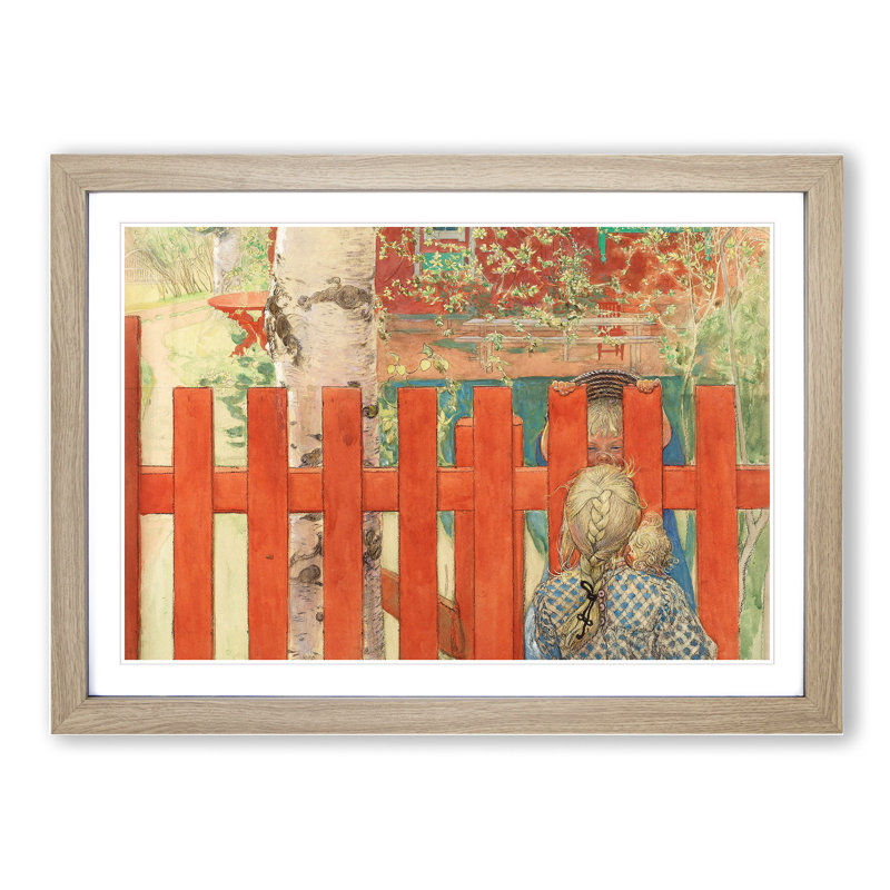 Children by Carl Larsson - Picture Frame Painting, Oak Framed, 27cm H x 36cm W x 2cm D