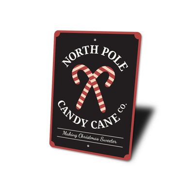 Enseigne en aluminium «North Pole Candy Cane Company»