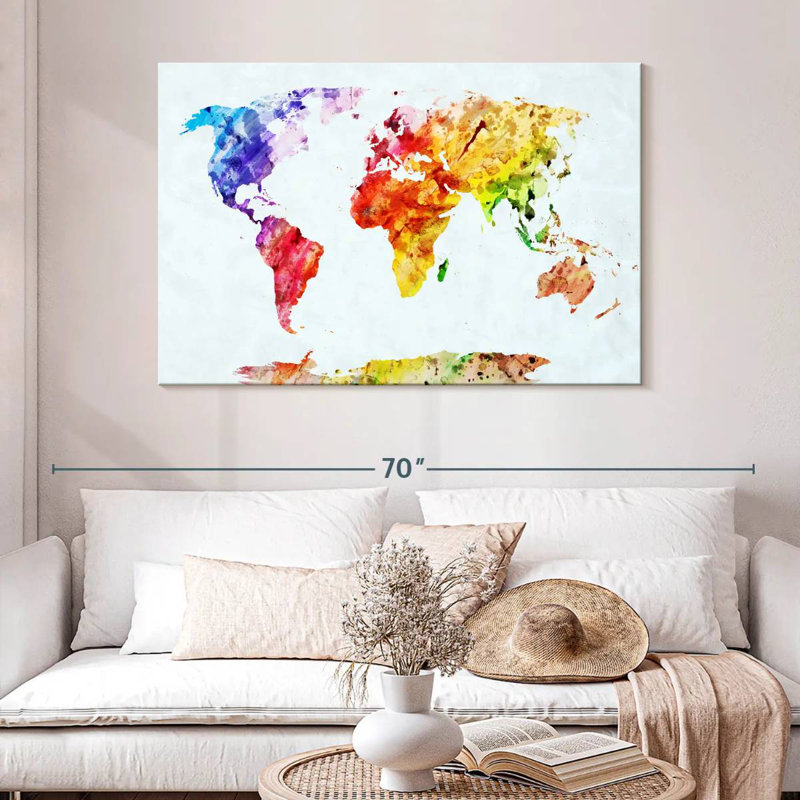 Carte du monde tempéré Aliaz, H 32 po x l 48 po