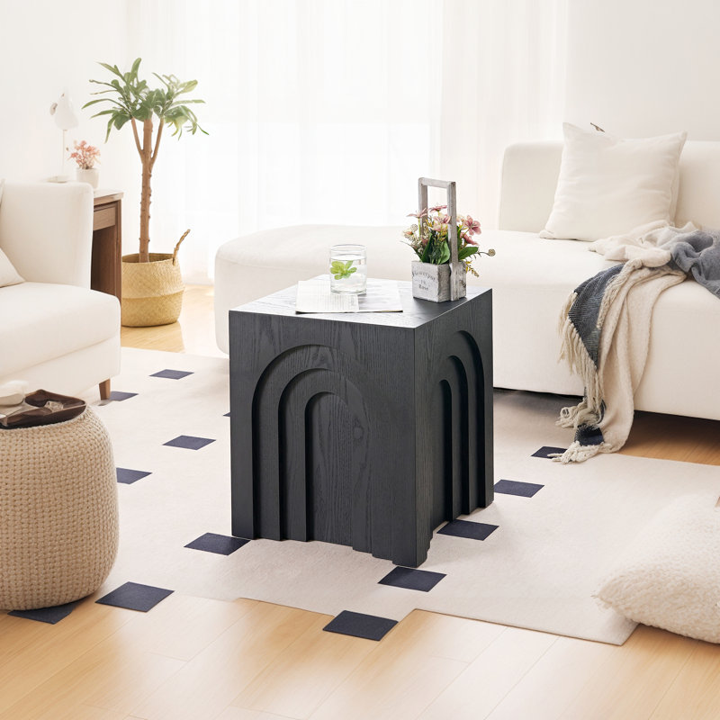 Table d'appoint carrée pour salon, chambre à coucher, Noir, noir, noir, noir